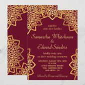 Elegante Bourgondische gouden rustieke bruiloft ui Kaart (Voorkant / Achterkant)