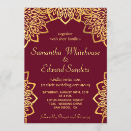 Elegante Bourgondische gouden rustieke bruiloft ui Kaart