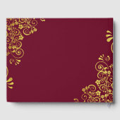 Elegante Bourgondische Gouden Swirls Script Bruilo Gastenboek (Achterkant)