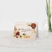 Elegante Bourgondische gouden Waterverf bruiloft Bedankkaart (Voorkant)