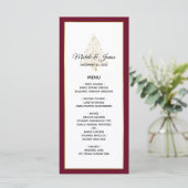 Elegante Bourgondische gouden winter vakantie brui Menu (Staand voorkant)