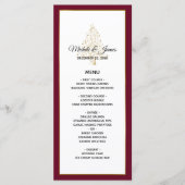 Elegante Bourgondische gouden winter vakantie brui Menu (Voorkant)