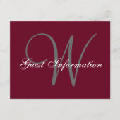 Elegante Bourgondische grijze script bruiloft info Informatiekaartje (Voorkant)