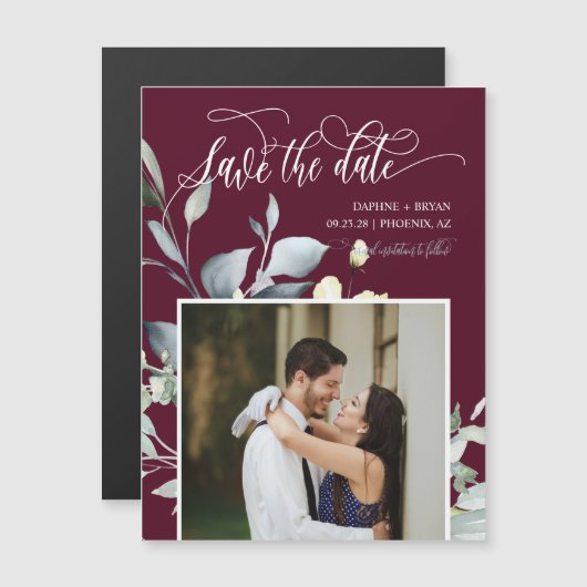 Elegante Bourgondische groene bladeren redden de d (Voorkant / Achterkant)