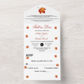 Elegante Bourgondische herfst bladeren herfst bloe All In One Uitnodiging (Binnen)