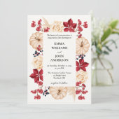 Elegante Bourgondische herfst Bloemen bruiloft uit Kaart (Staand voorkant)