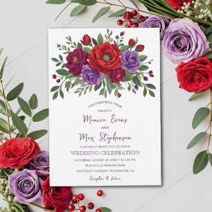 Elegante Bourgondische Herfst Bloemen Rustiek Huwe Kaart