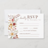 Elegante Bourgondische Herfst Bloemenbruiloft RSVP (Voorkant)