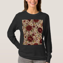 Elegante Bourgondische Herfst Bloemrijke Lange Mou