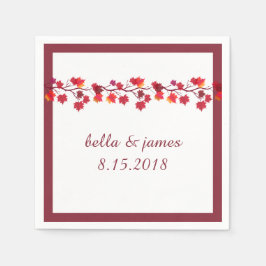 Elegante Bourgondische herfst bruiloft papieren se Servet