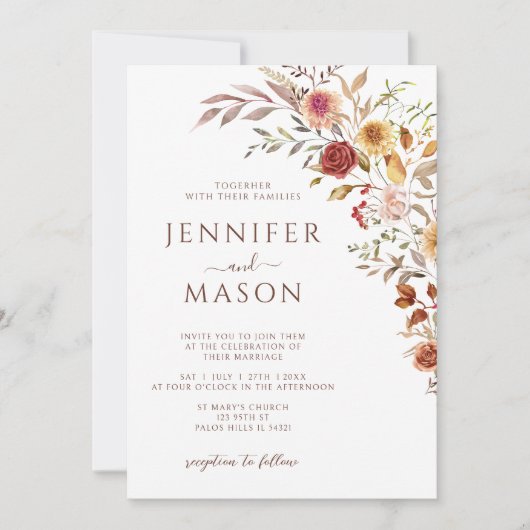 Elegante Bourgondische Herfst herfst bloemenbruilo Kaart (Voorkant)