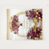 Elegante Bourgondische jurk Sweet Sixteen Backdrop Wandkleed (Voorkant (horizontaal))