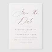 Elegante Bourgondische kalligrafie bruiloft Save t Vellum Uitnodigingen (Voorkant)