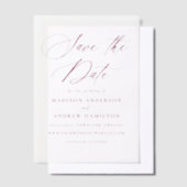 Elegante Bourgondische kalligrafie bruiloft Save t Vellum Uitnodigingen (Offset)