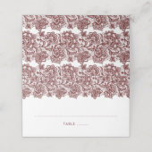 Elegante Bourgondische kant bruiloft Plaatskaartje (Buitenkant ongevouwen)