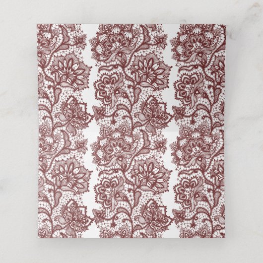 Elegante Bourgondische kant bruiloft Plaatskaartje (Binnenkant ongevouwen)