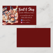 Elegante Bourgondische make-up artiest Visitekaartje (Voorkant / Achterkant)