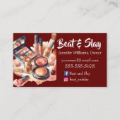 Elegante Bourgondische make-up artiest Visitekaartje (Voorkant)