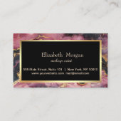 Elegante Bourgondische Marble Gold Sequins Lijst Klantenkaartje (Achterkant)