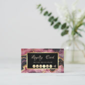 Elegante Bourgondische Marble Gold Sequins Lijst Klantenkaartje (Staand voorkant)