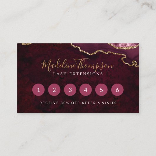 Elegante Bourgondische marmeren agaat geode Klantenkaartje (Voorkant)