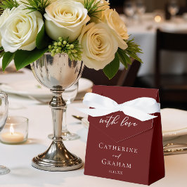 Elegante Bourgondische minimalistische avondbruilo Bedankdoosjes