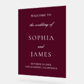 Elegante Bourgondische minimalistische bruiloft Acryl Bord (Hoek)