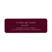 Elegante Bourgondische minimalistische bruiloft Etiket (Voorkant)