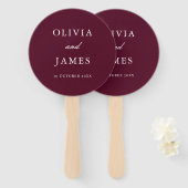 Elegante Bourgondische minimalistische bruiloft Handwaaier (Voorkant en achterkant)