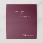 Elegante Bourgondische minimalistische bruiloft Plaatskaartje (Buitenkant ongevouwen)