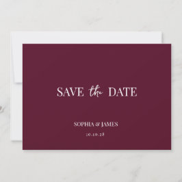 Elegante Bourgondische minimalistische bruiloft Sa Save The Date
