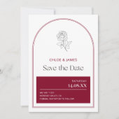 Elegante Bourgondische moderne boog Romantische ro Save The Date (Voorkant)
