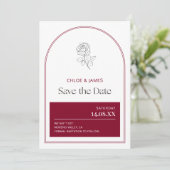 Elegante Bourgondische moderne boog Romantische ro Save The Date (Staand voorkant)