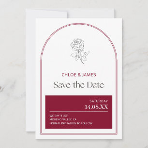 Elegante Bourgondische moderne boog Romantische ro Save The Date