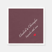 Elegante Bourgondische Monogram Wedding Party Cock Servet (Voorkant)