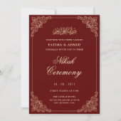 Elegante Bourgondische Nikah Islamitische Moslim B Kaart (Voorkant)