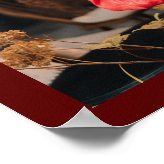 Elegante Bourgondische paar foto avond bruiloft Poster (Hoek)