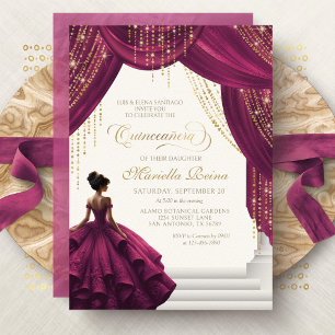 Elegante Bourgondische prinsessenjurk Quinceanera Kaart