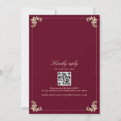 Elegante Bourgondische QR Code bruiloft Kaart (Achterkant)