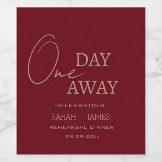 Elegante Bourgondische repetitie Diner Trouwfeest Wijn Etiket (Enkel label)