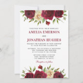 Elegante Bourgondische rode bloemenwinter Herfst b Kaart (Voorkant)