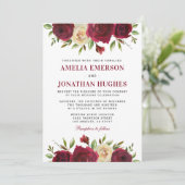 Elegante Bourgondische rode bloemenwinter Herfst b Kaart (Staand voorkant)