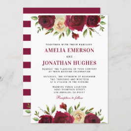 Elegante Bourgondische rode bloemenwinter Herfst b Kaart