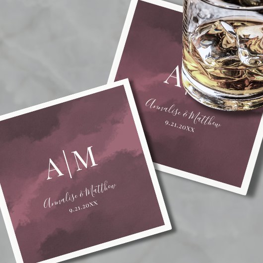 Elegante Bourgondische rode bruiloft Servet