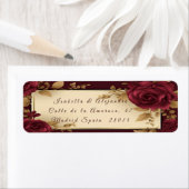 Elegante Bourgondische rode en gouden bruiloft Etiket (Insitu)