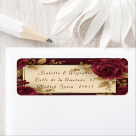 Elegante Bourgondische rode en gouden bruiloft Etiket