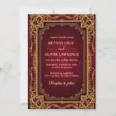 Elegante  Bourgondische rode en gouden bruiloft Kaart (Voorkant)