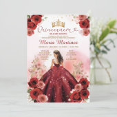 Elegante Bourgondische rode prinses bloemen Quince Kaart (Staand voorkant)