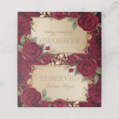 Elegante Bourgondische rode roos en gouden bruilof Plaatskaartje (Buitenkant ongevouwen)