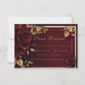 Elegante Bourgondische rode roos flamenco bruiloft RSVP Kaartje (Voorkant)